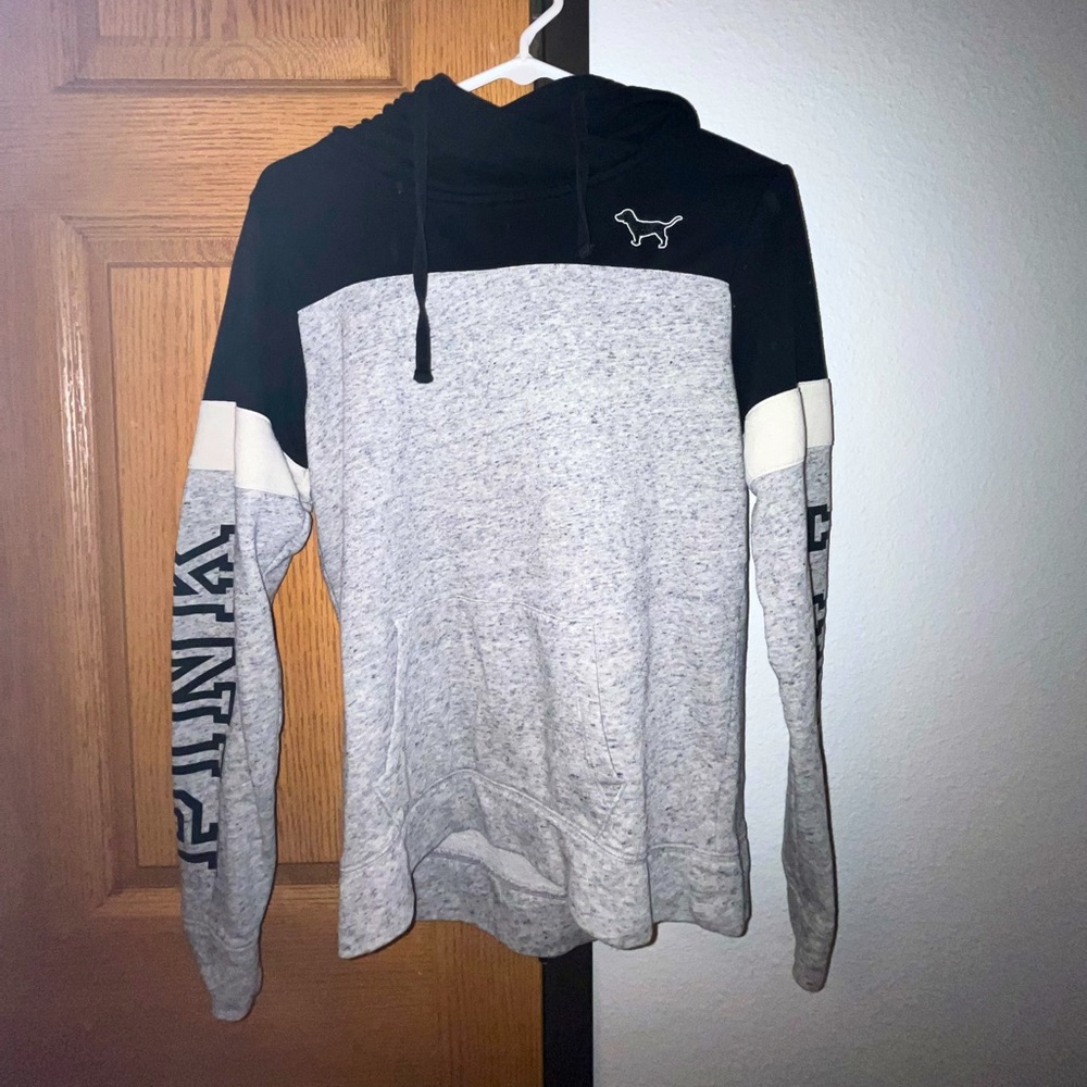 PINK HOODIE- color black and grey, size extra small